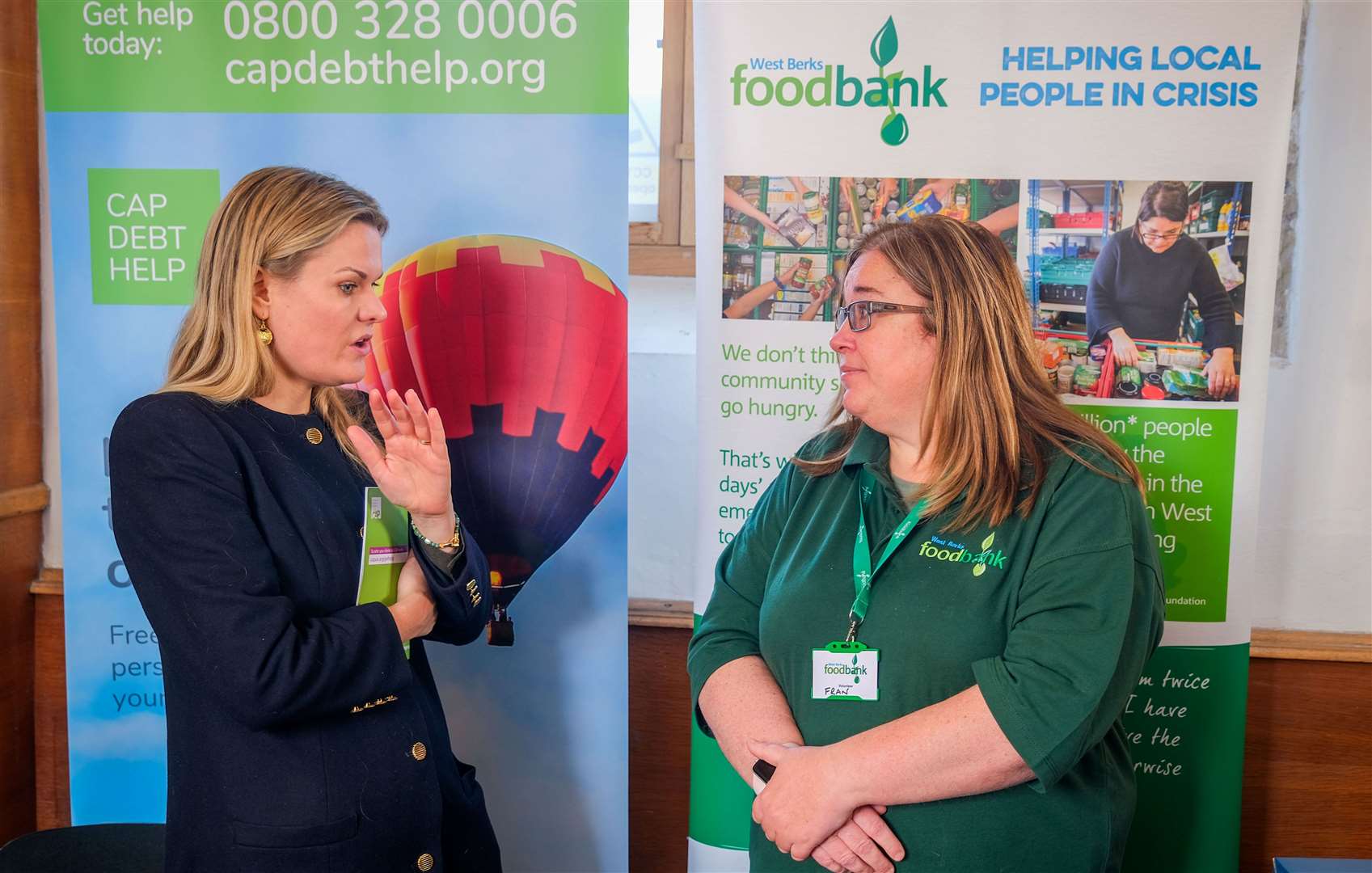 Laura talking to Fran from West Berks Food Bank