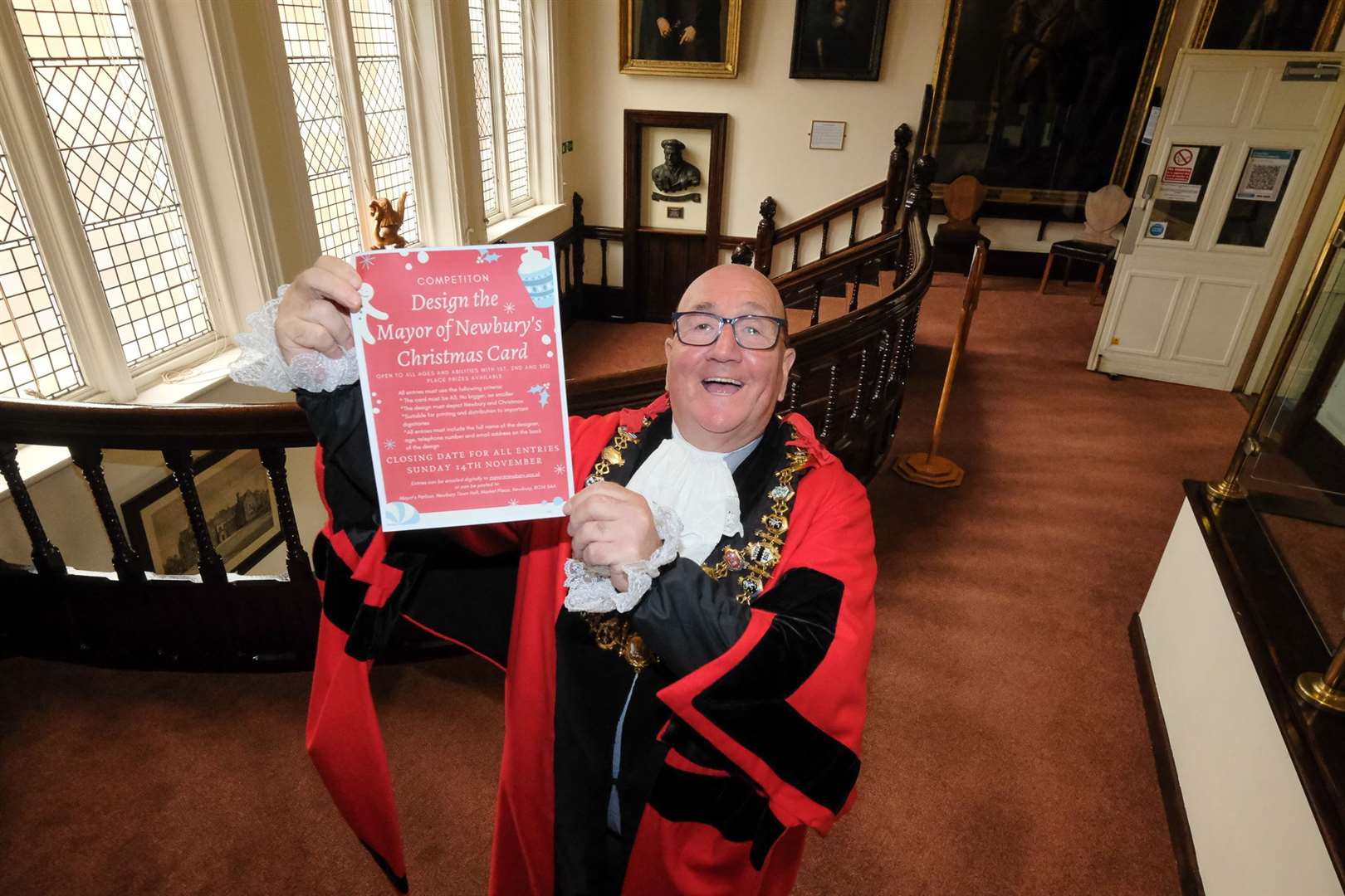 Mayor of Newbury Billy Drummond launches this years Christmas card competition