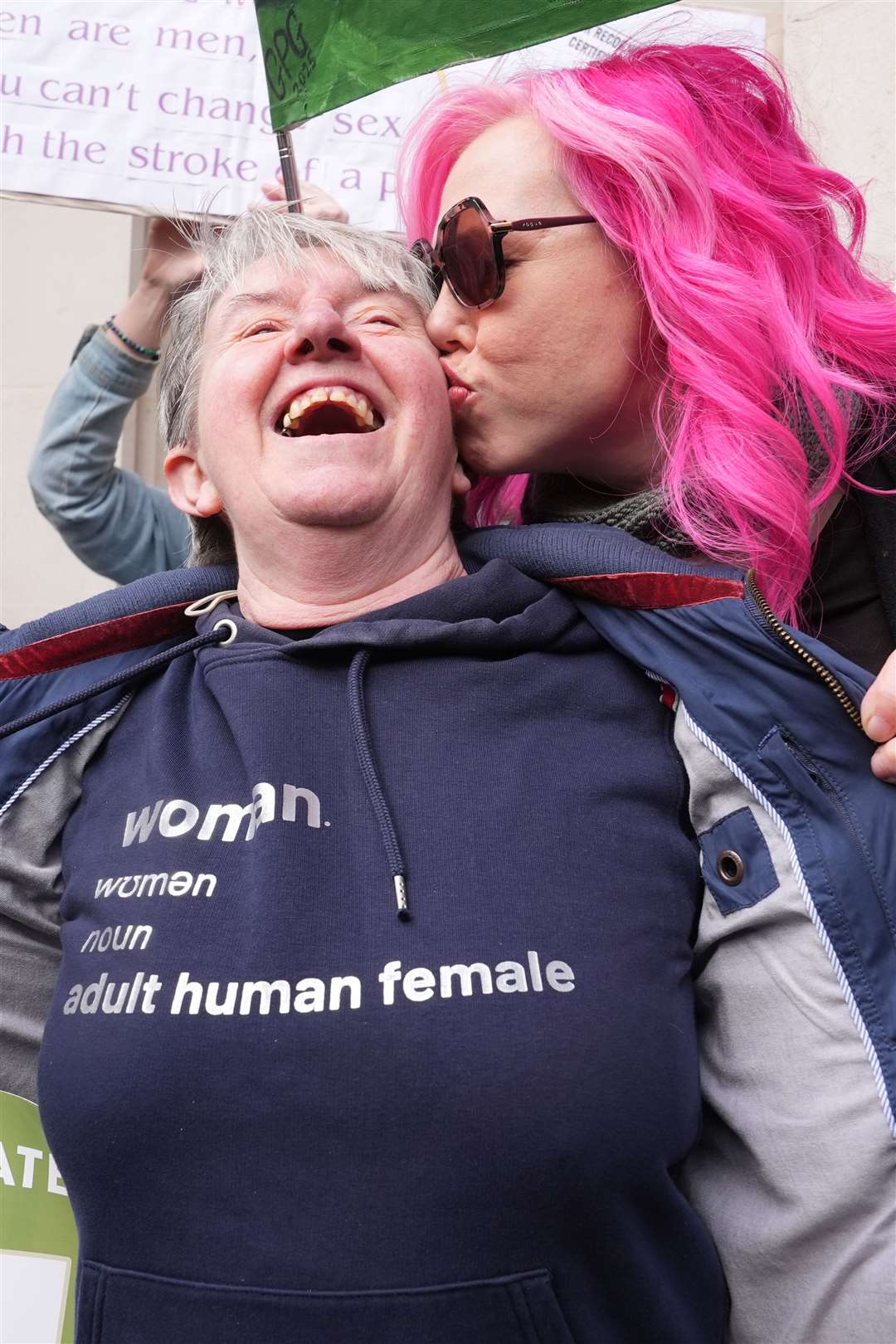Campaigners for For Women Scotland celebrated outside the Supreme Court in London (Lucy North/PA)