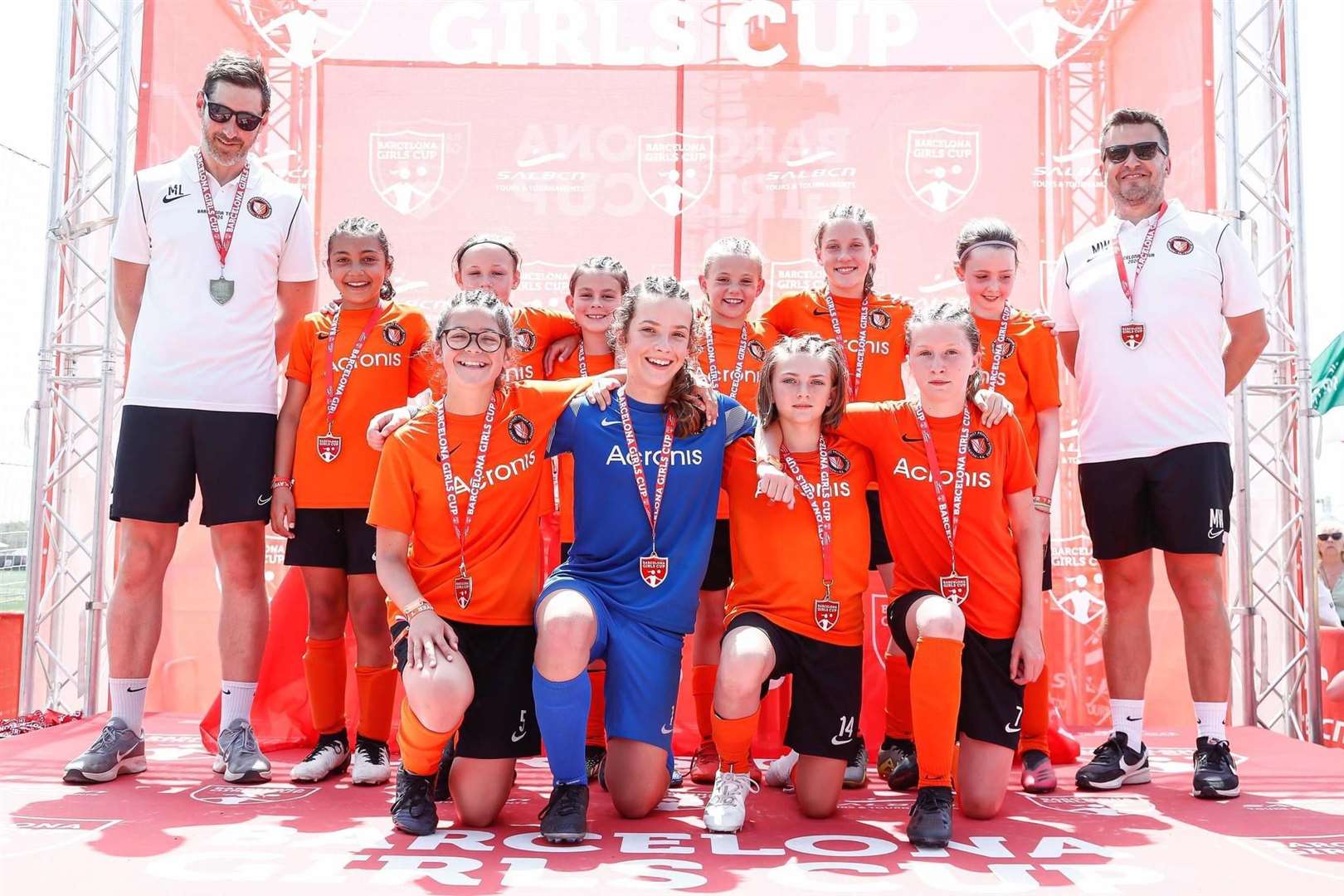 Newbury District PSFA Girls following the Barcelona Girls Cup