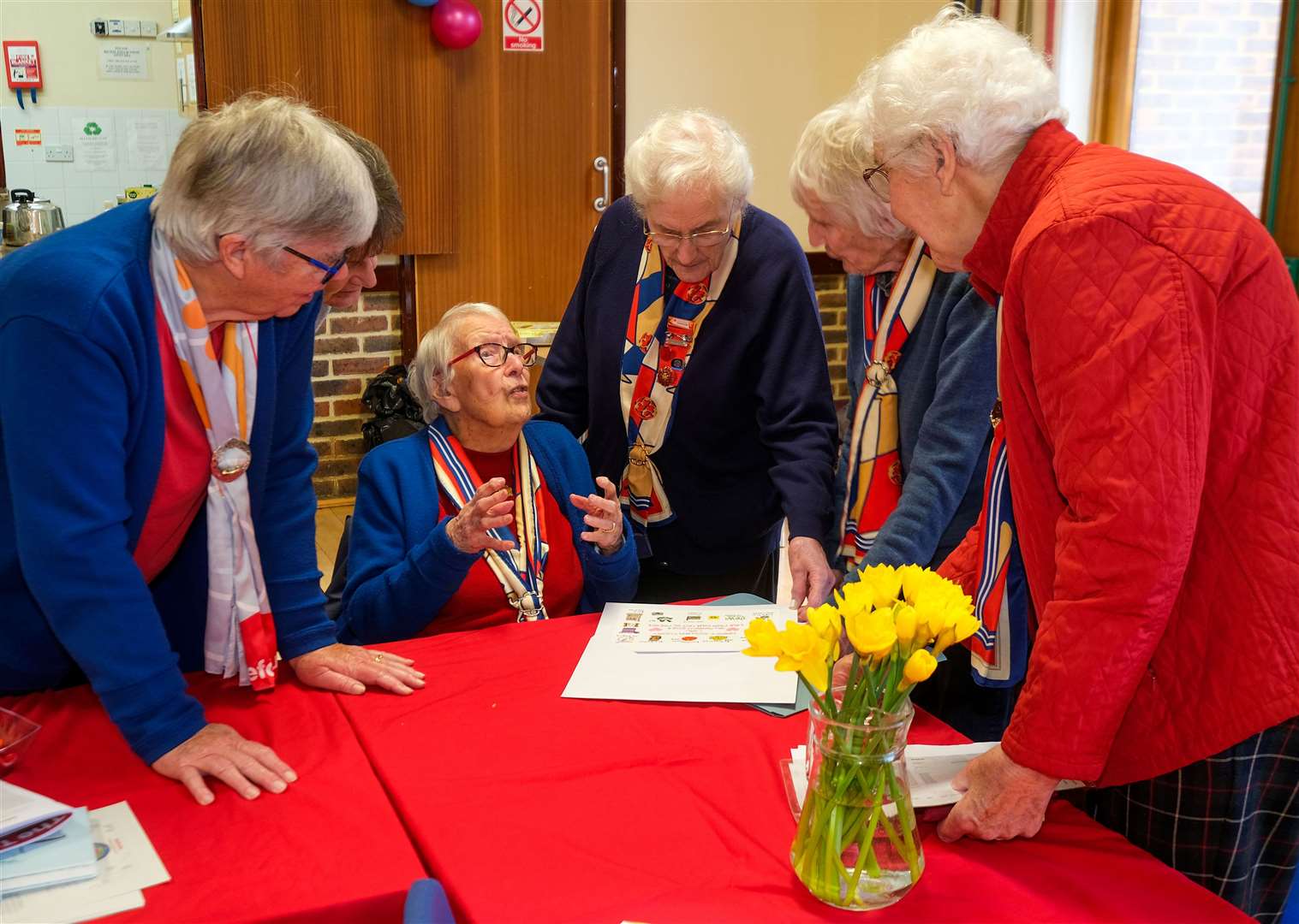Valerie Norris celebrates her 100th birthday with the Burnham Copse Trefoil Guild at Heath End Village Hall