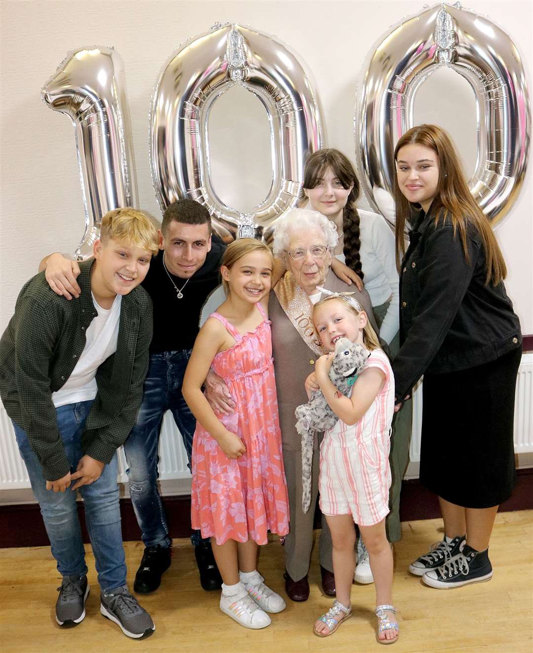 Joan Sadler with some of her great-grandchildren