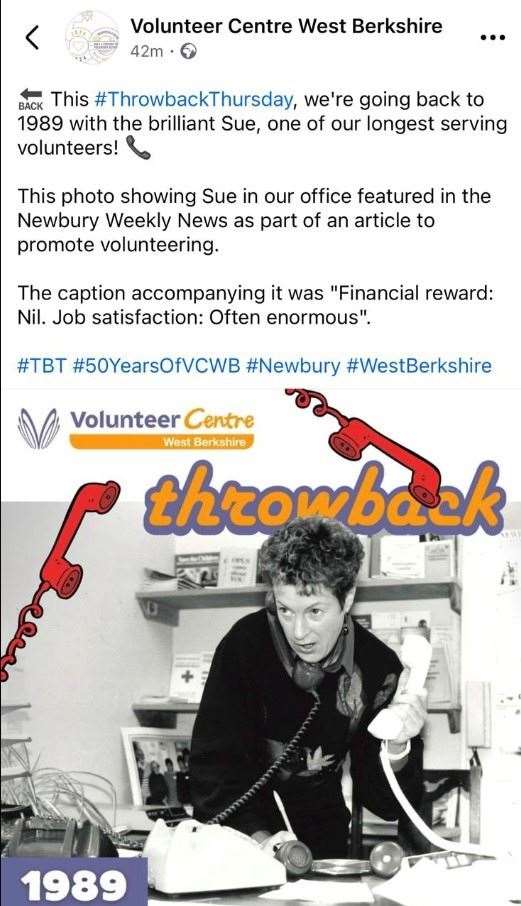The Volunteer Centre West Berkshire is looking for more volunteers like Sue