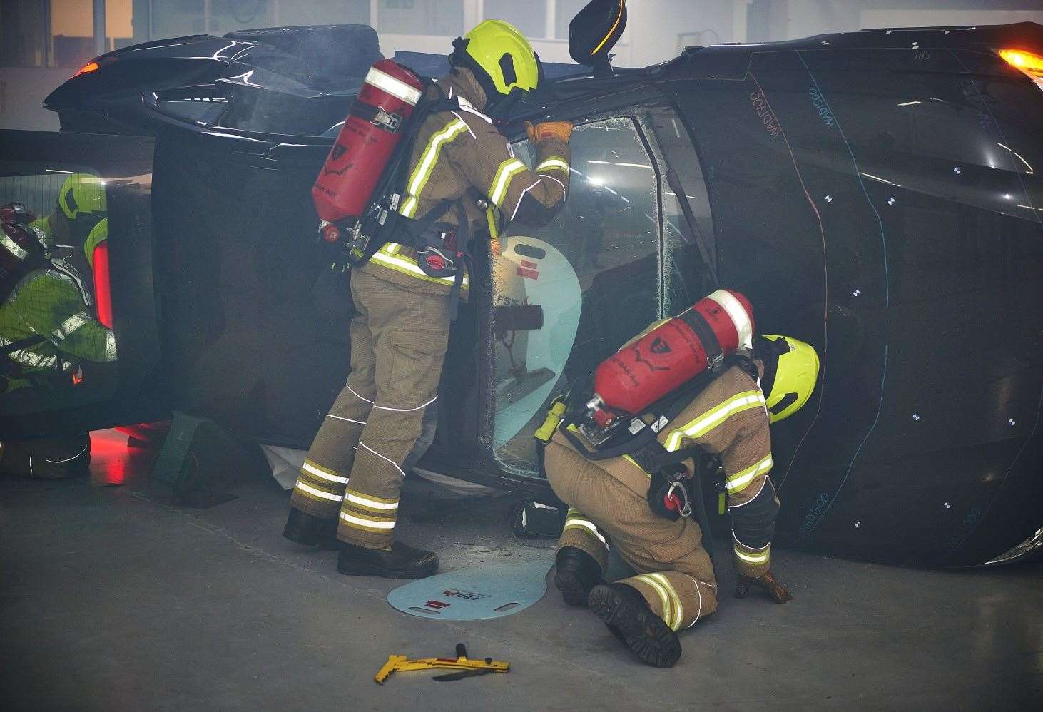 The crews also removed the roof of a vehicle to safely free trapped casualties