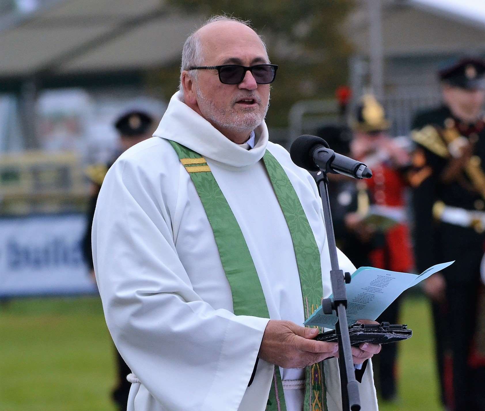 The Reverend Canon Glyn Evans DL addresses the crowd