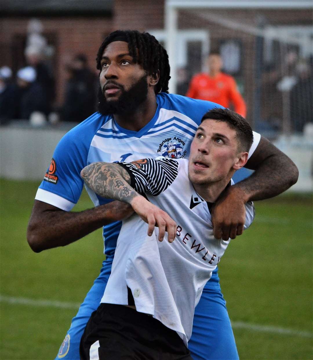 Curtis Angell battles with Jordan Greenidge