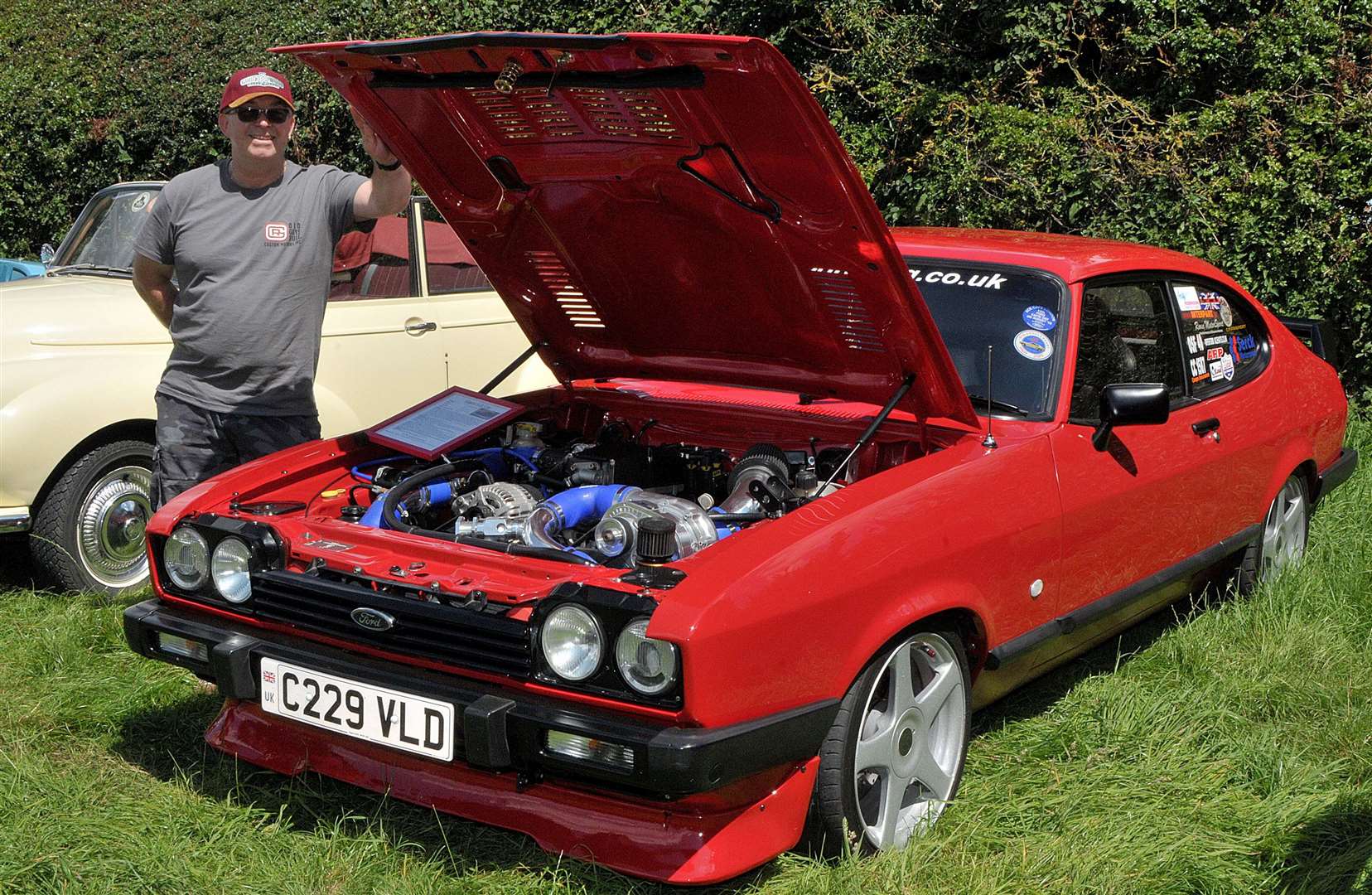 Tony Cooper and his 1986 Mk 3 Ford Capri at The Bell at Aldworth, July 28 2024 Pic: Geoff Fletcher