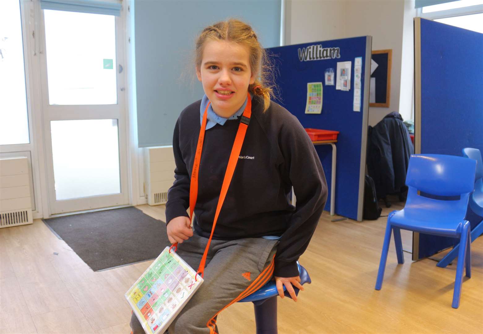Wobble stool being used