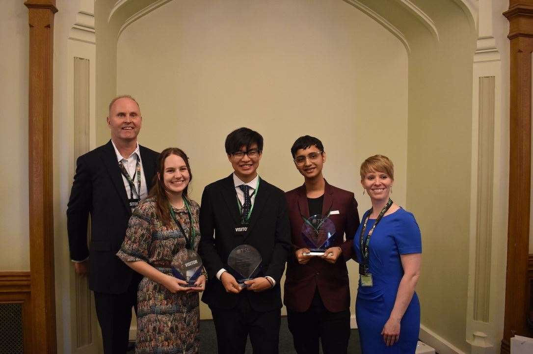 From left: Karl Hansen, Sam India Duijs Walker, Alexander Kameoka, Dhruv Bhatt and TSL’s international education for sustainable development manager Kirsty Shakespeare