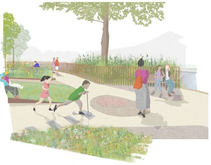 An artist’s impression of the peace garden