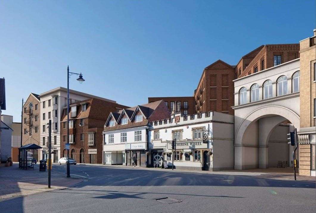 The view of Cheap Street and the proposed Kennet Shopping development
