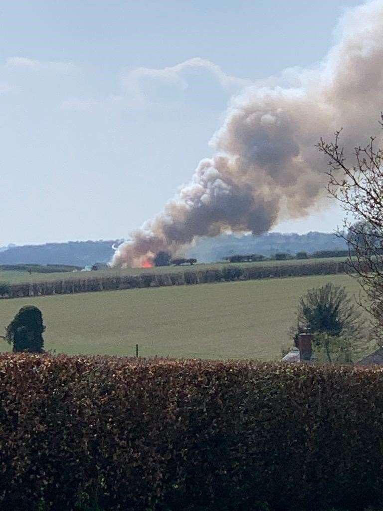 The smoke plume over Westbrook. Picture by: Alan Smith