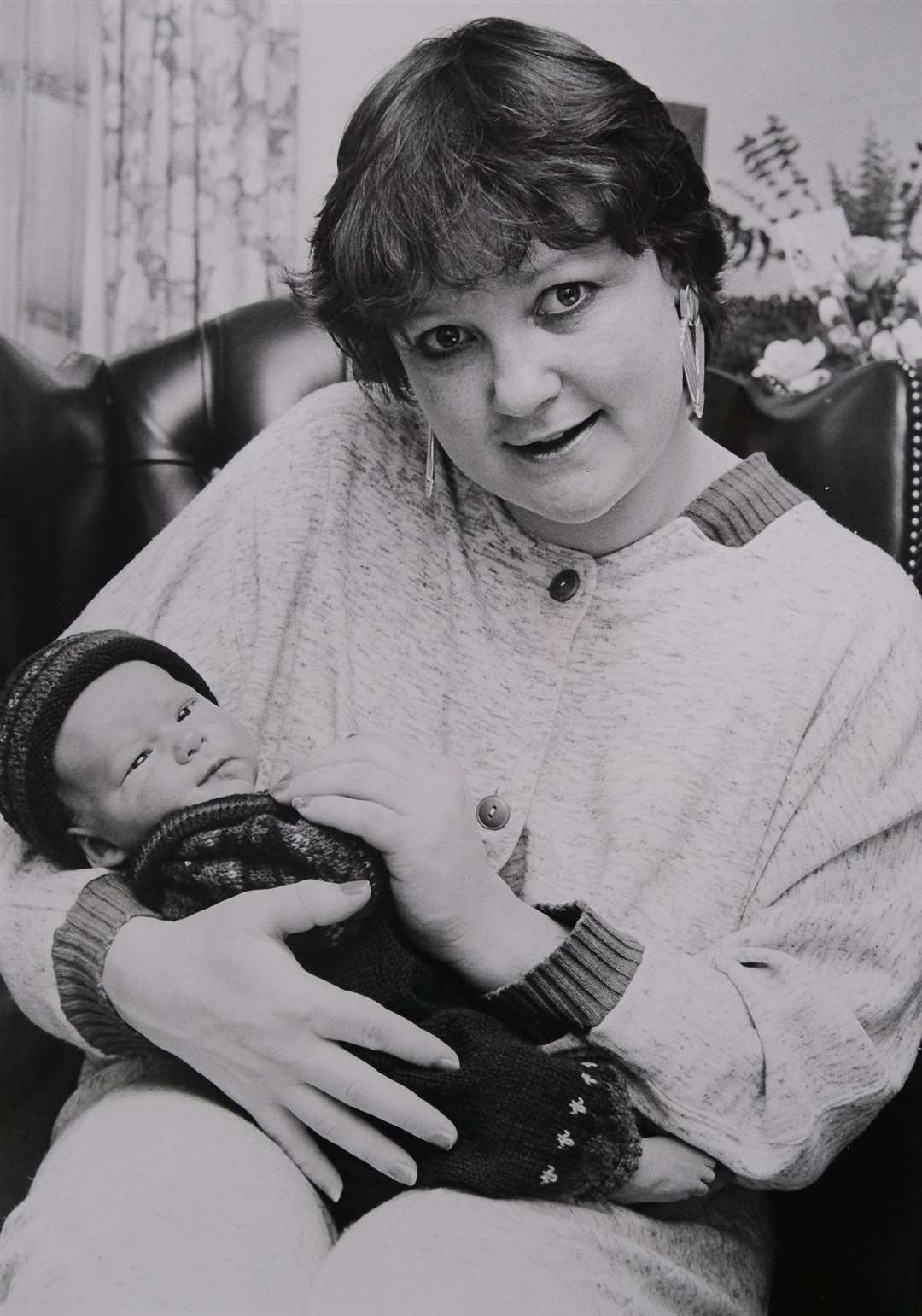 Janice Long with her son Fred in February 1988
