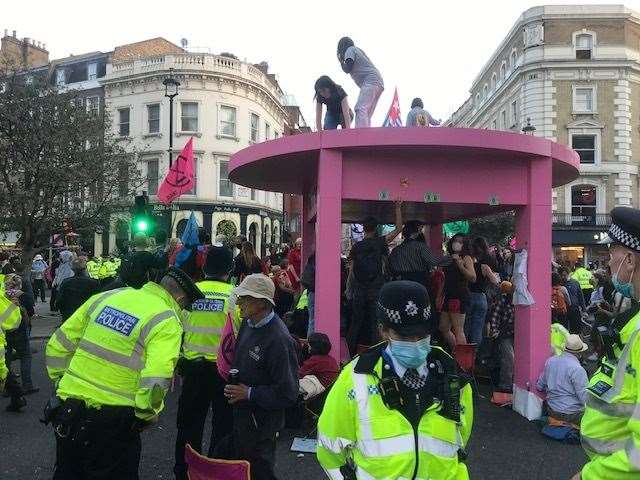 The protest in London on Monday.
