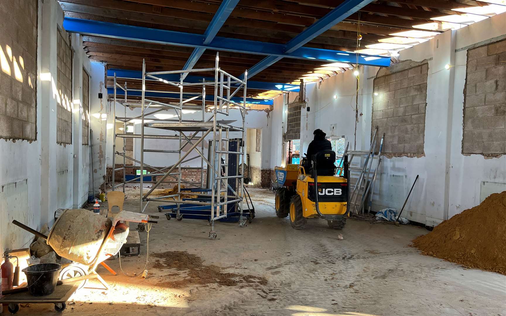 Inside the Performing Arts Centre, currently under construction