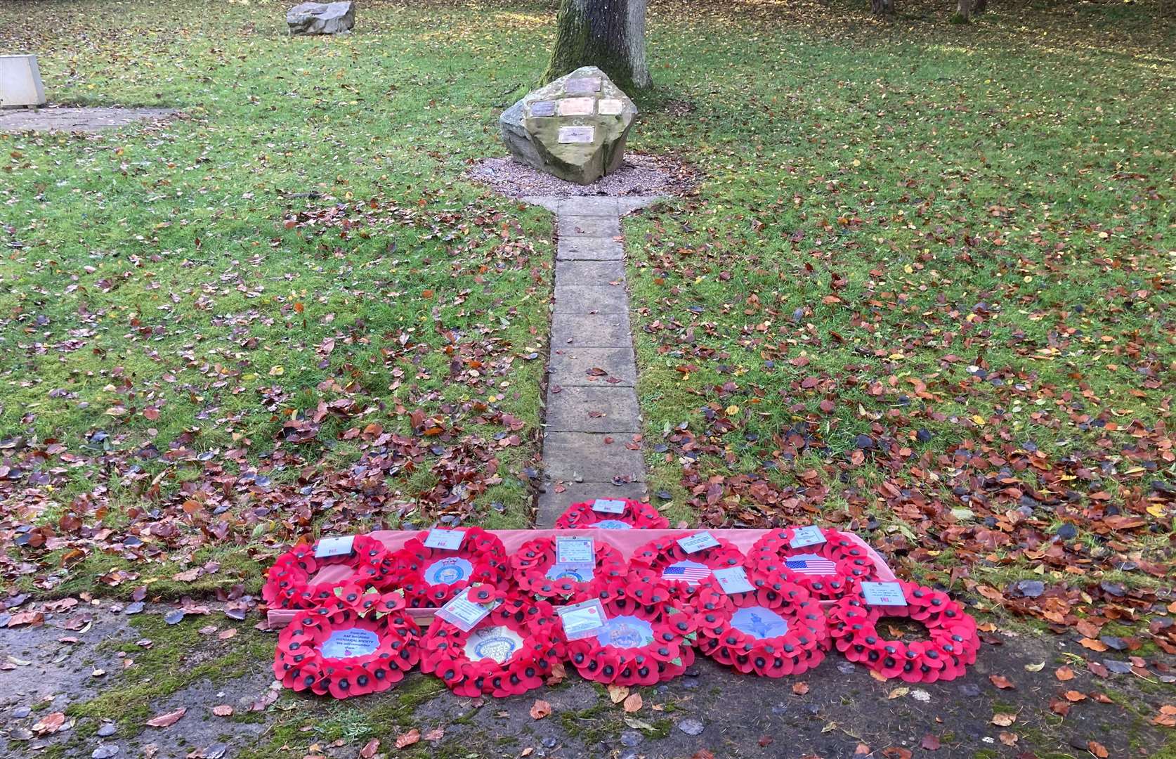 Wreaths laid during Remembrance at RAF Welford