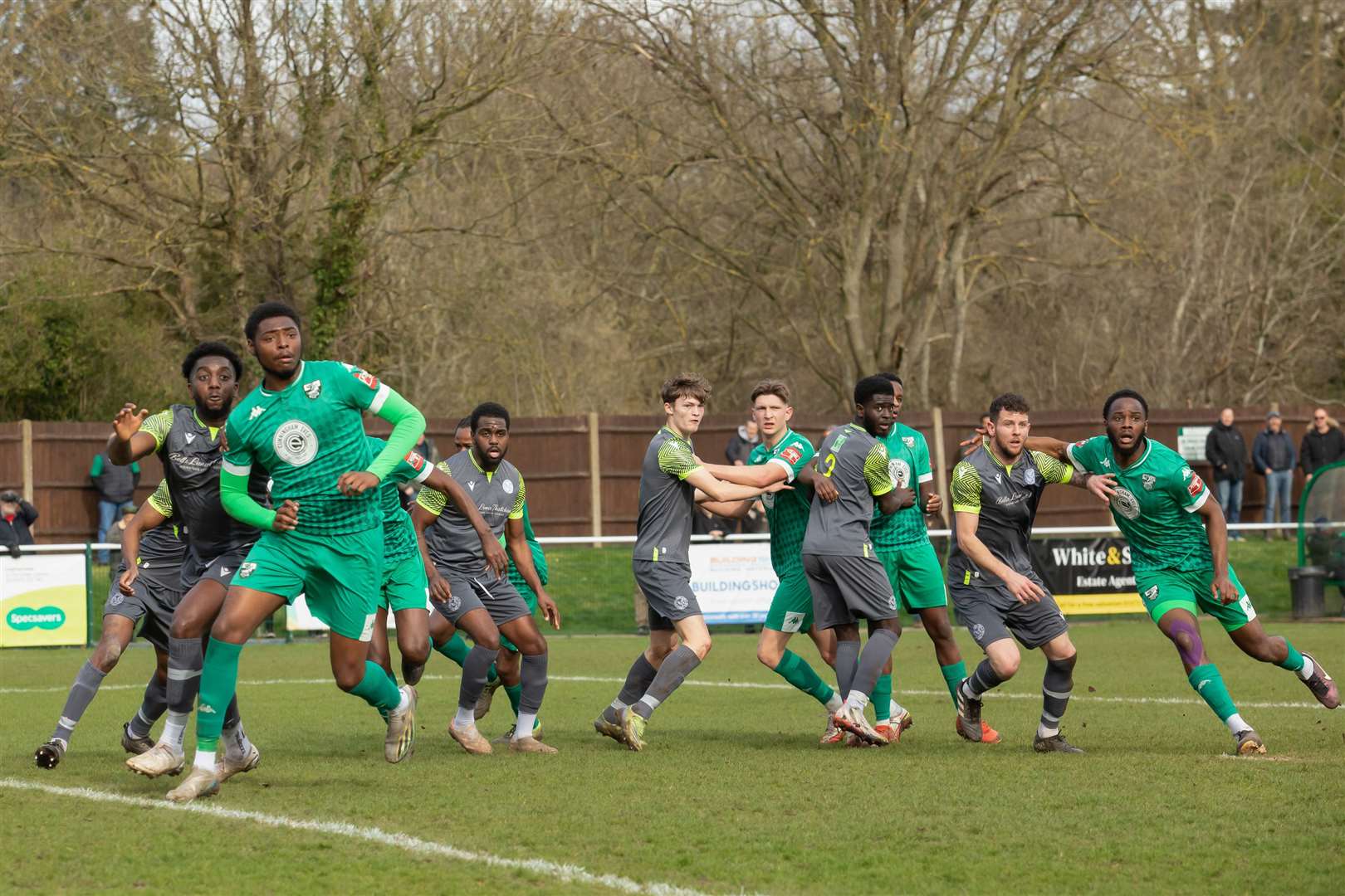 Thatcham defend a corner. Picture by Stuart McAlister