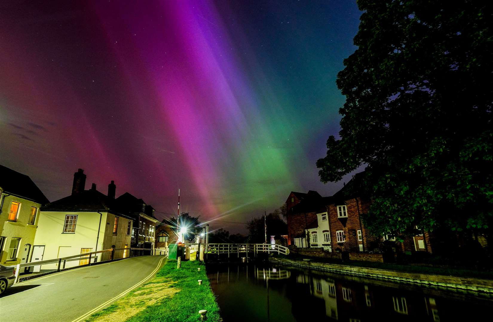 The Northern Lights over West Mills in Newbury