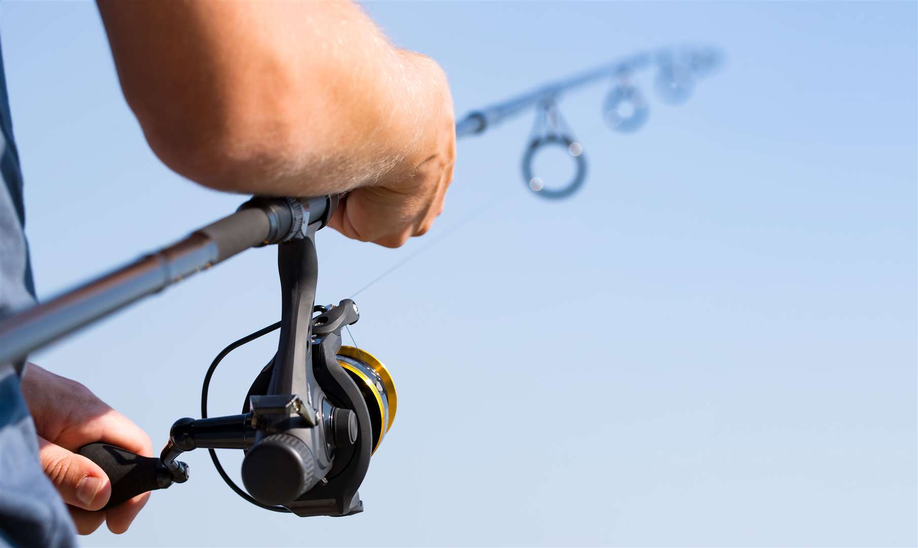 fishing reel lake river fisherman holiday fish catching gear tench rod fisher hobbies spinning spin - stock image. (48694096)