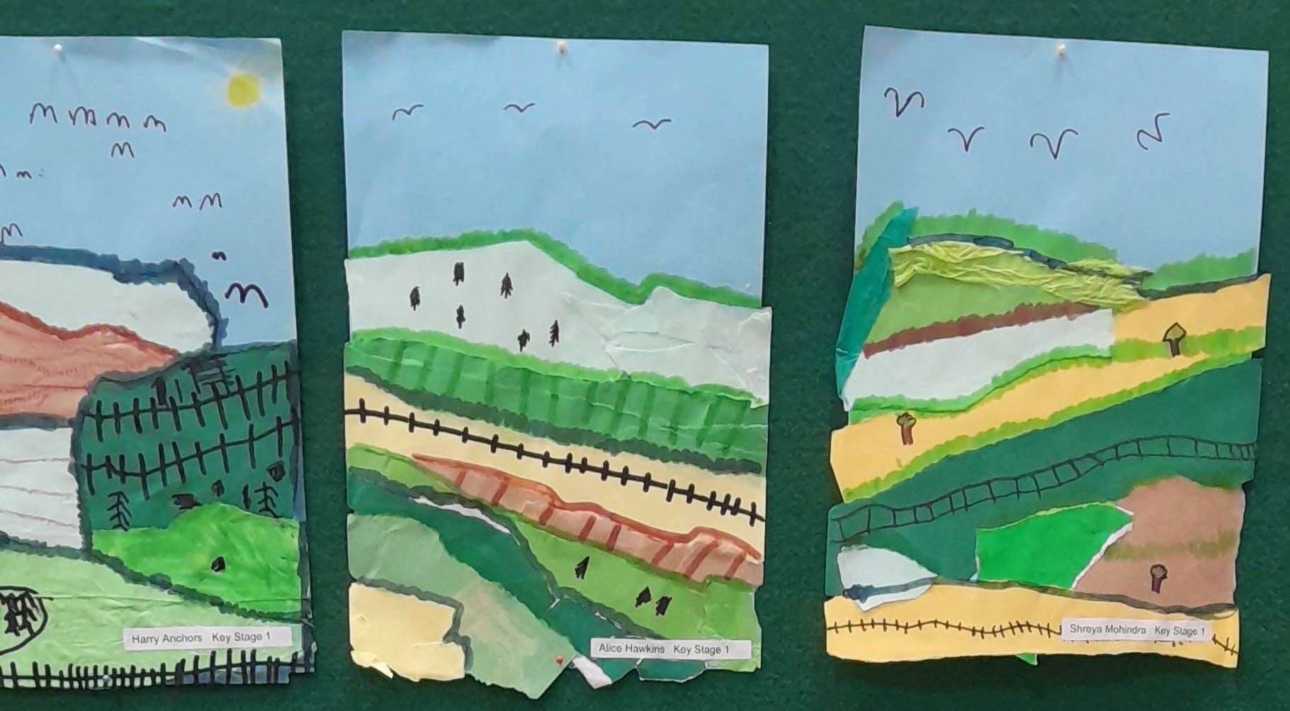 Art by schoolchildren on display in the Small Hall