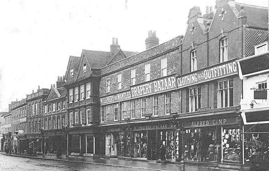 Camp Hopson's drapery bazaar in the centre of Newbury