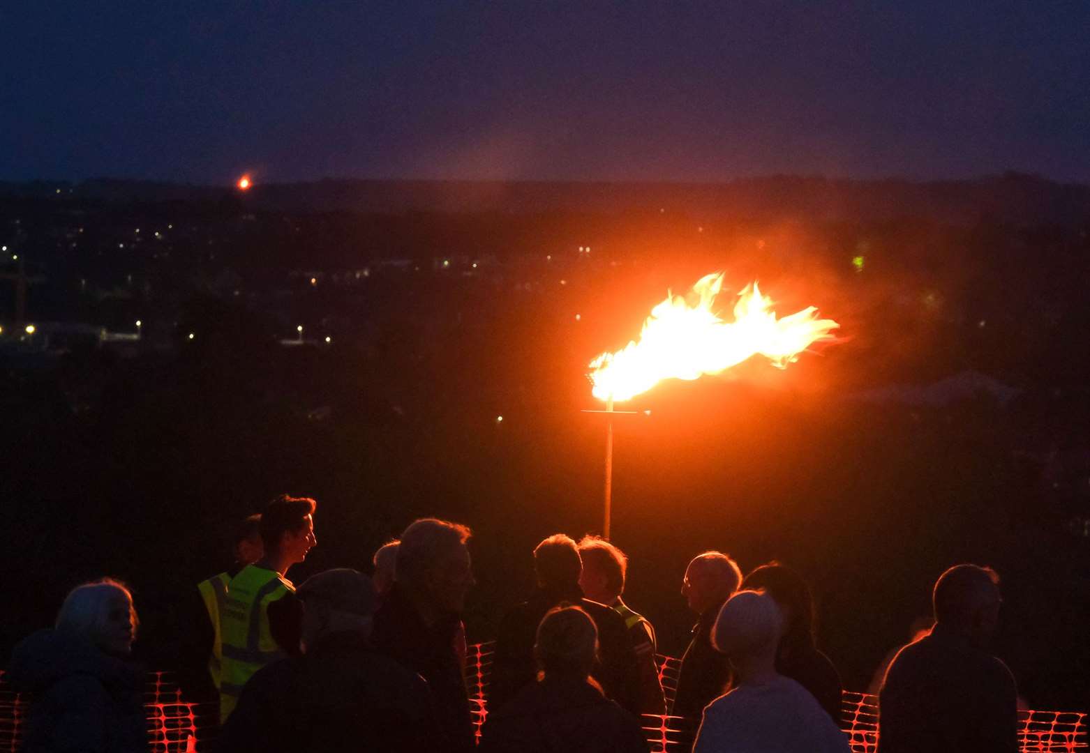 The lit beacon at Donnington Castle