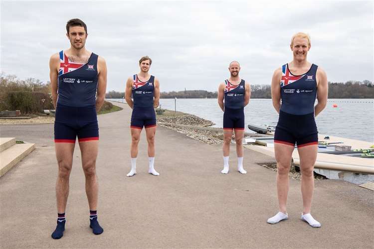 Matt Rossiter with his coxless four team-mates. Picture: British Rowing