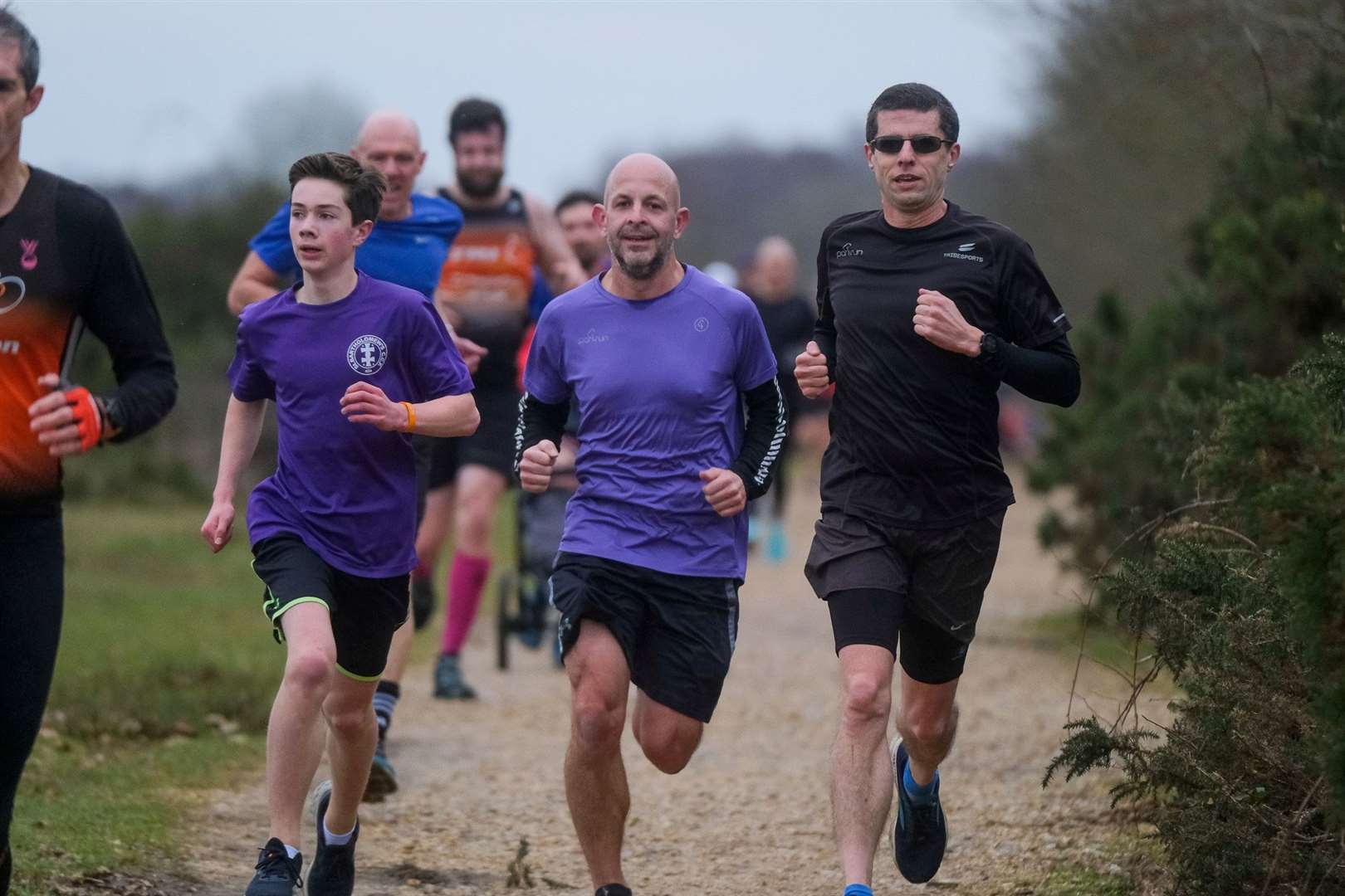 Runners taking part in the 500th Park Run on Greenham Common in January 2023