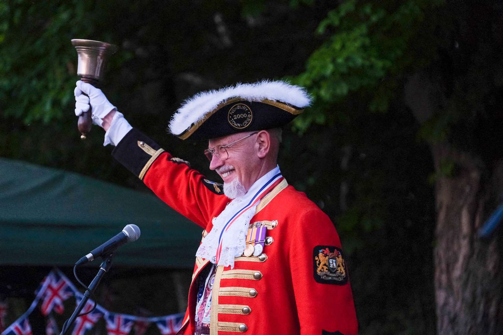 The town crier at the Queen's Platinum Jubilee celebrations beacon lighting at Victoria Park