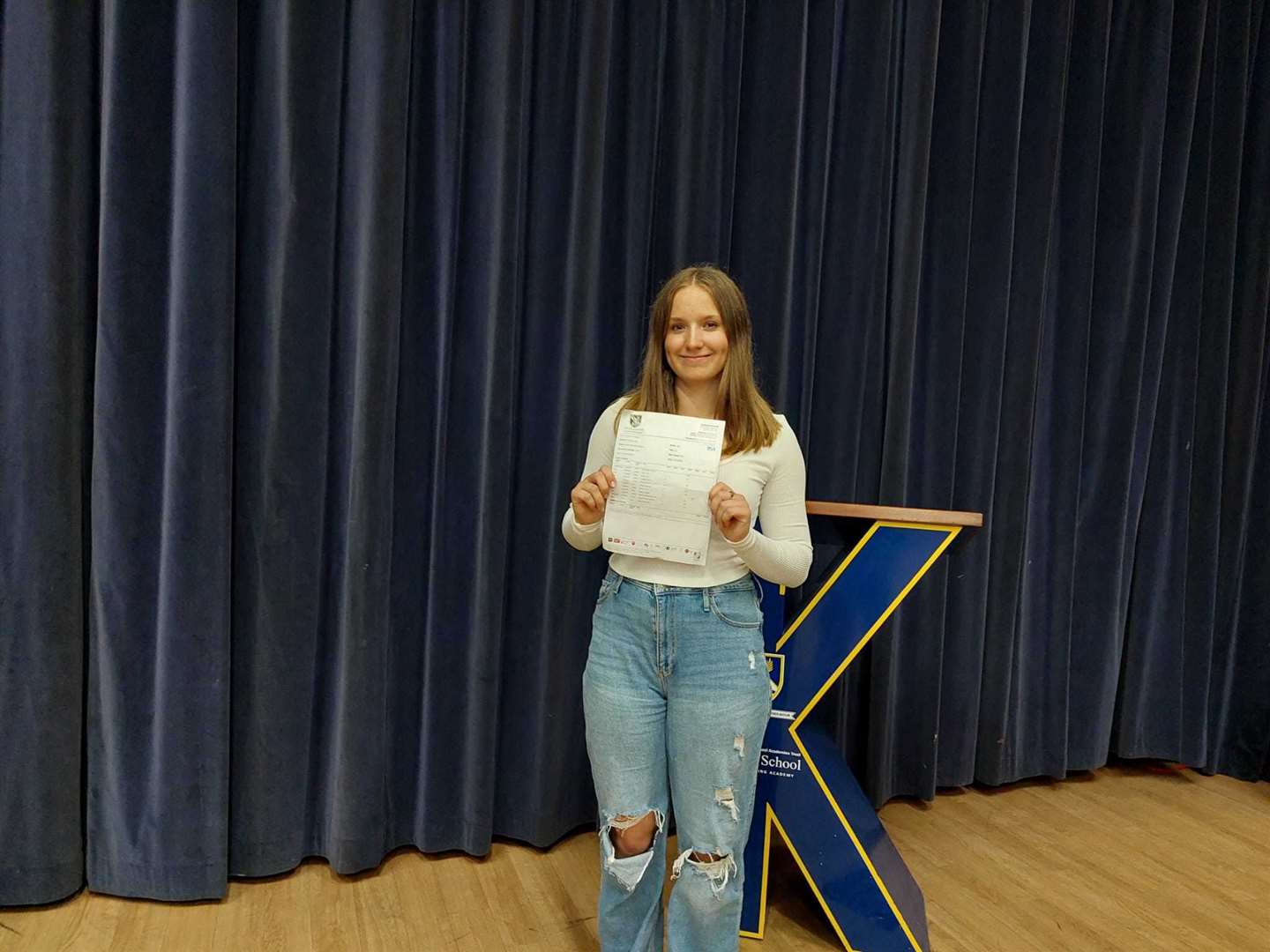Aimee Dickson at Kennet School's GCSE results day