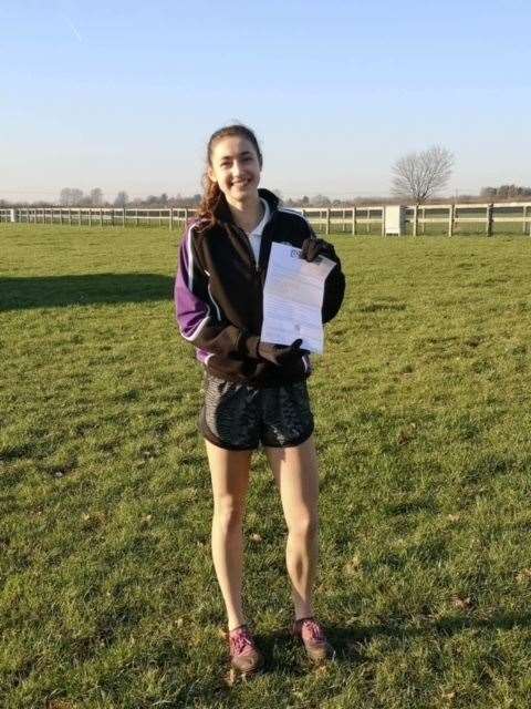 Sophie Bhatt with her invitation to the English Schools Championships
