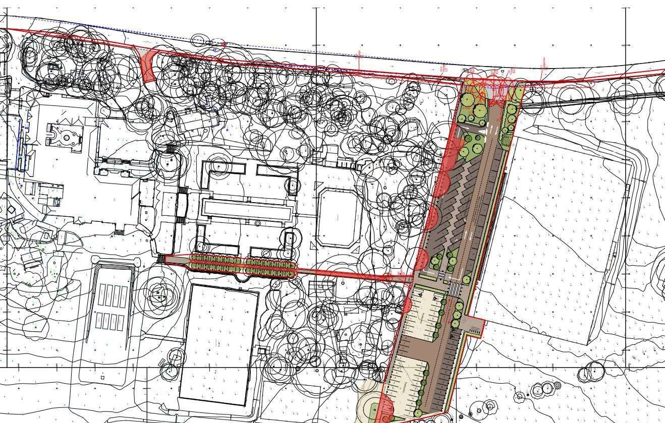 Where the new access would be located along the A339 and in relation to the current school grounds, credit: Architecture PLB