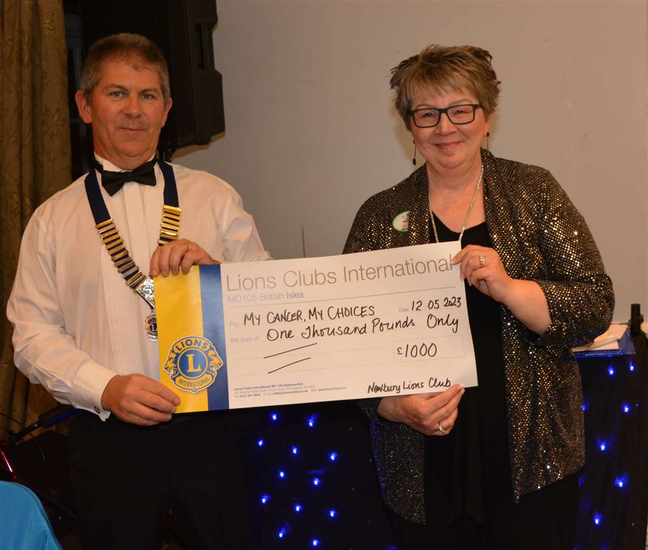 Presenting Cheque to Annie Ebsworth for My Cancer, My Choices