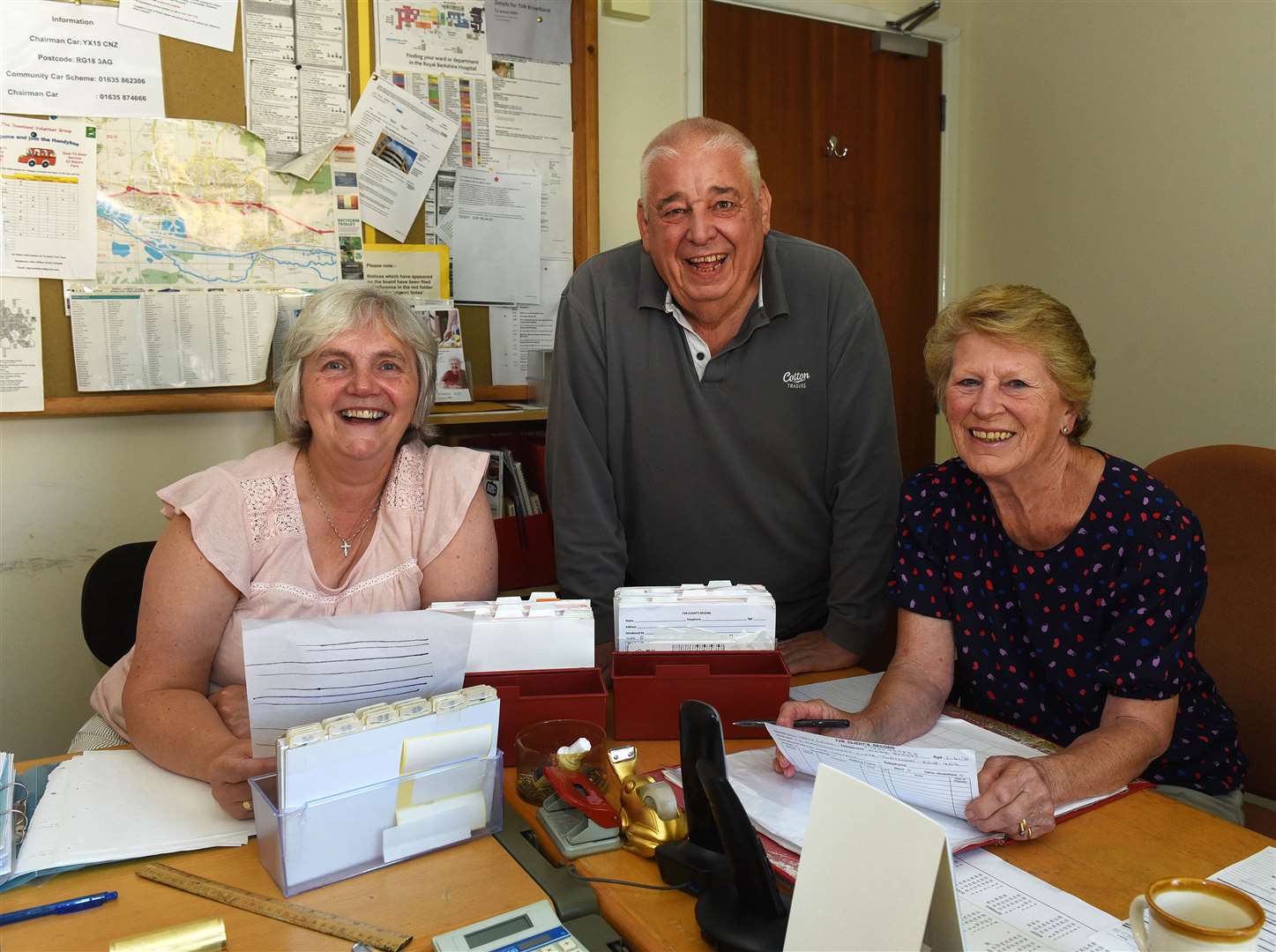 Organiser Dave Whiddett in office with Juliet Bell (left) and Jean Landau