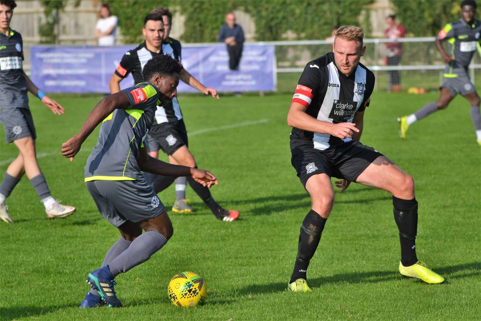 A player looks to beat the opponent