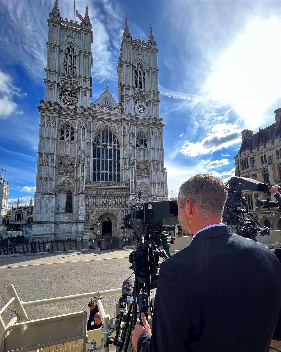 Cameraman James Neal outside Westminster Abbey