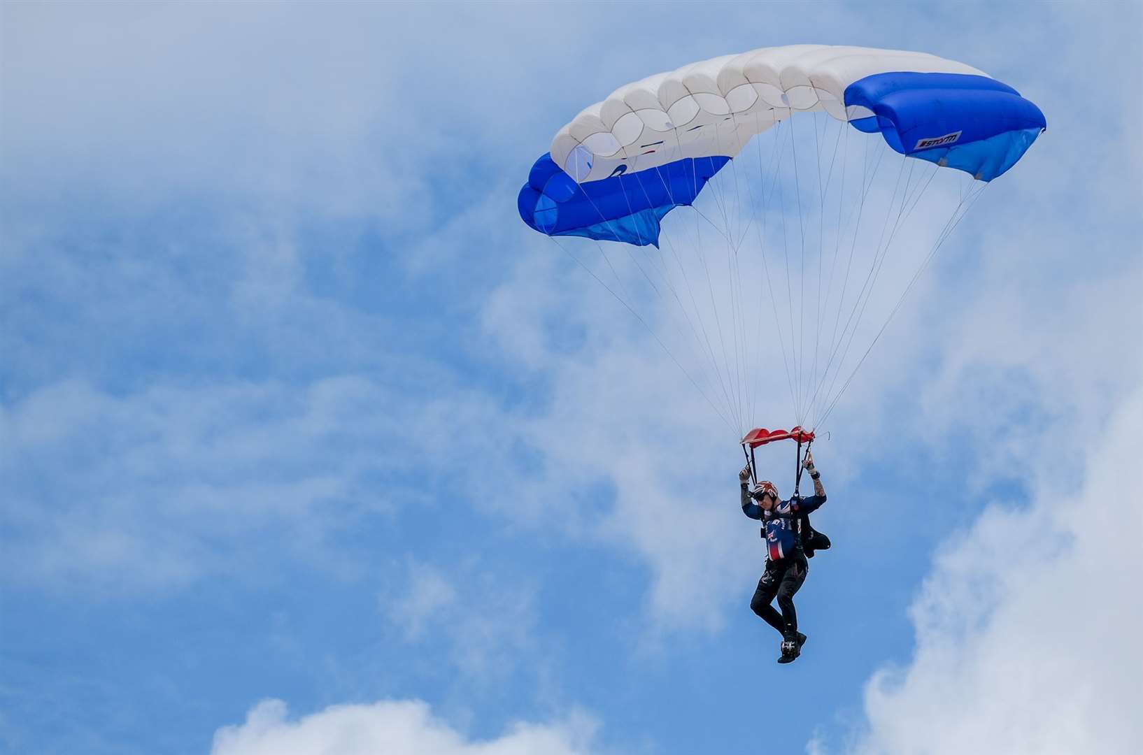 The skydiving display at the Berkshire Balloon Fiesta at Newbury Showground