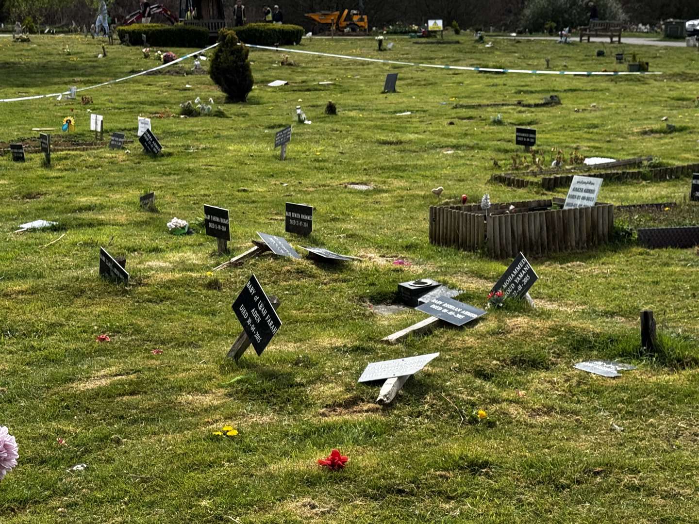 A police cordon was put in place around the affected area of the cemetery (Wadi Funeralcare/PA)