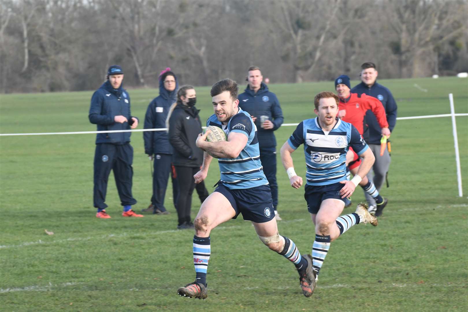 A Newbury player breaks forward Pic: Peter Branch