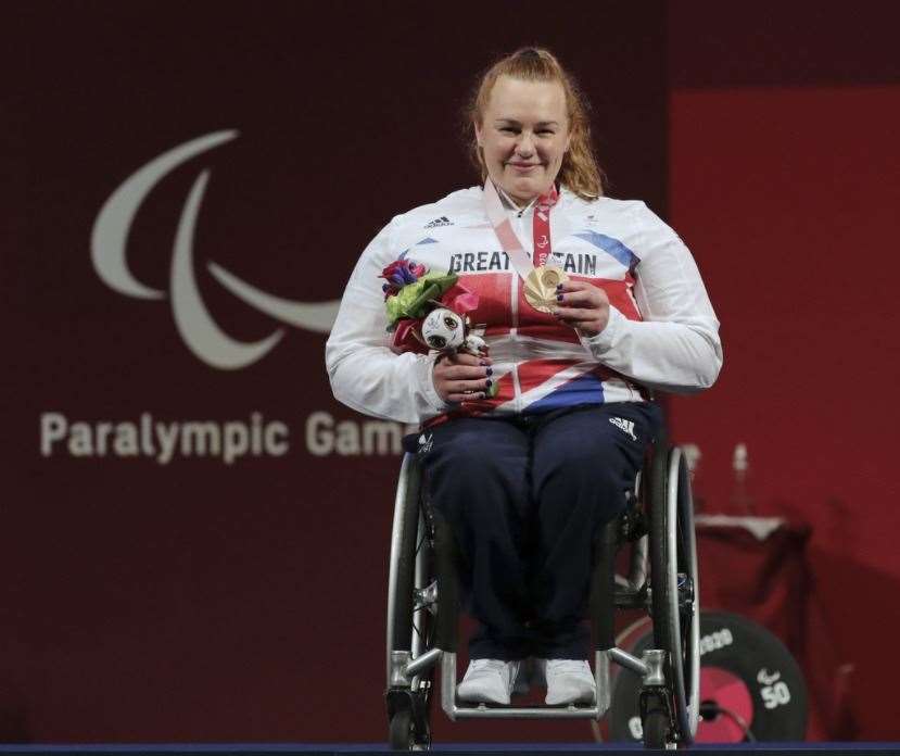 Sugden celebrates with her Paralympic bronze medal