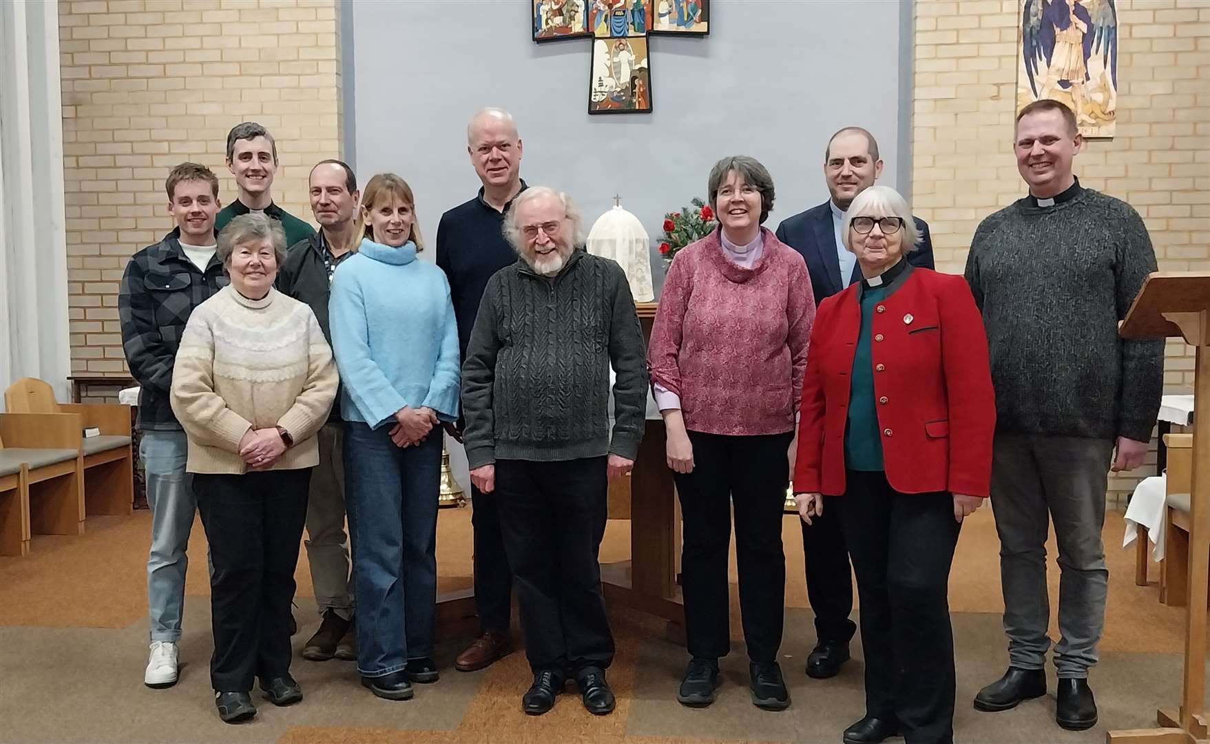 Parish priest Father Pat Tansey with the group of local church leaders after the service, credit: Pete Hughes