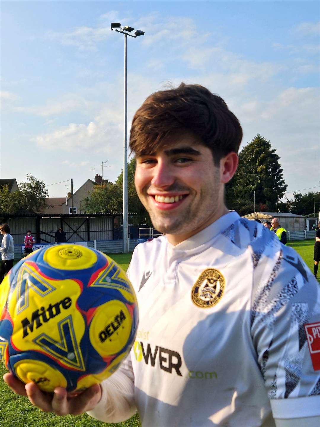 Hungerford Town winger Elis Watts with the match-ball