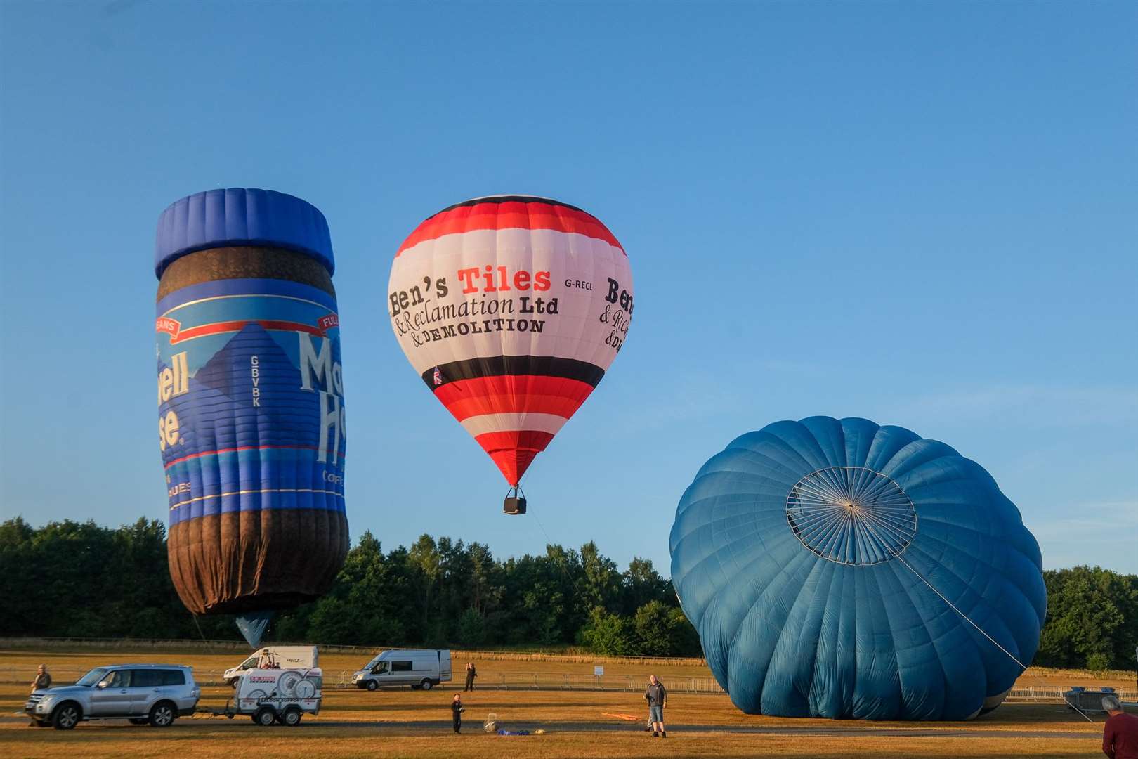 The early morning balloon ascent at the Berkshire Balloon Fiesta