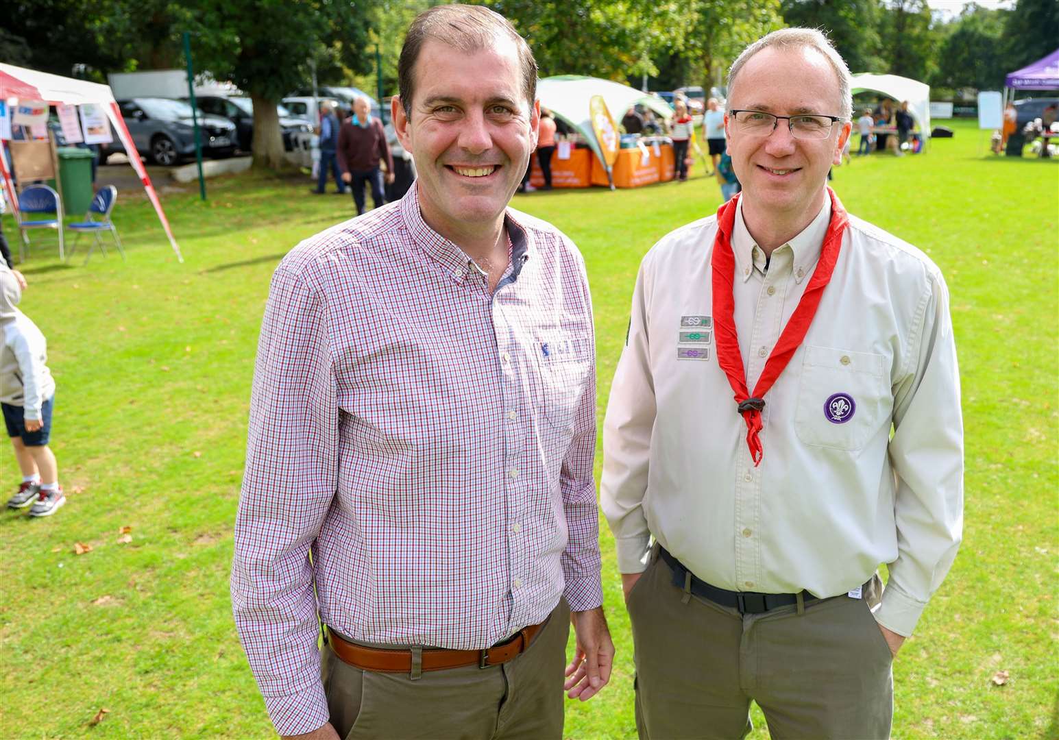 Newbury MP Lee Dillon with Wash Common Community Festival organiser Rob Daniels- from the village’s Scout group