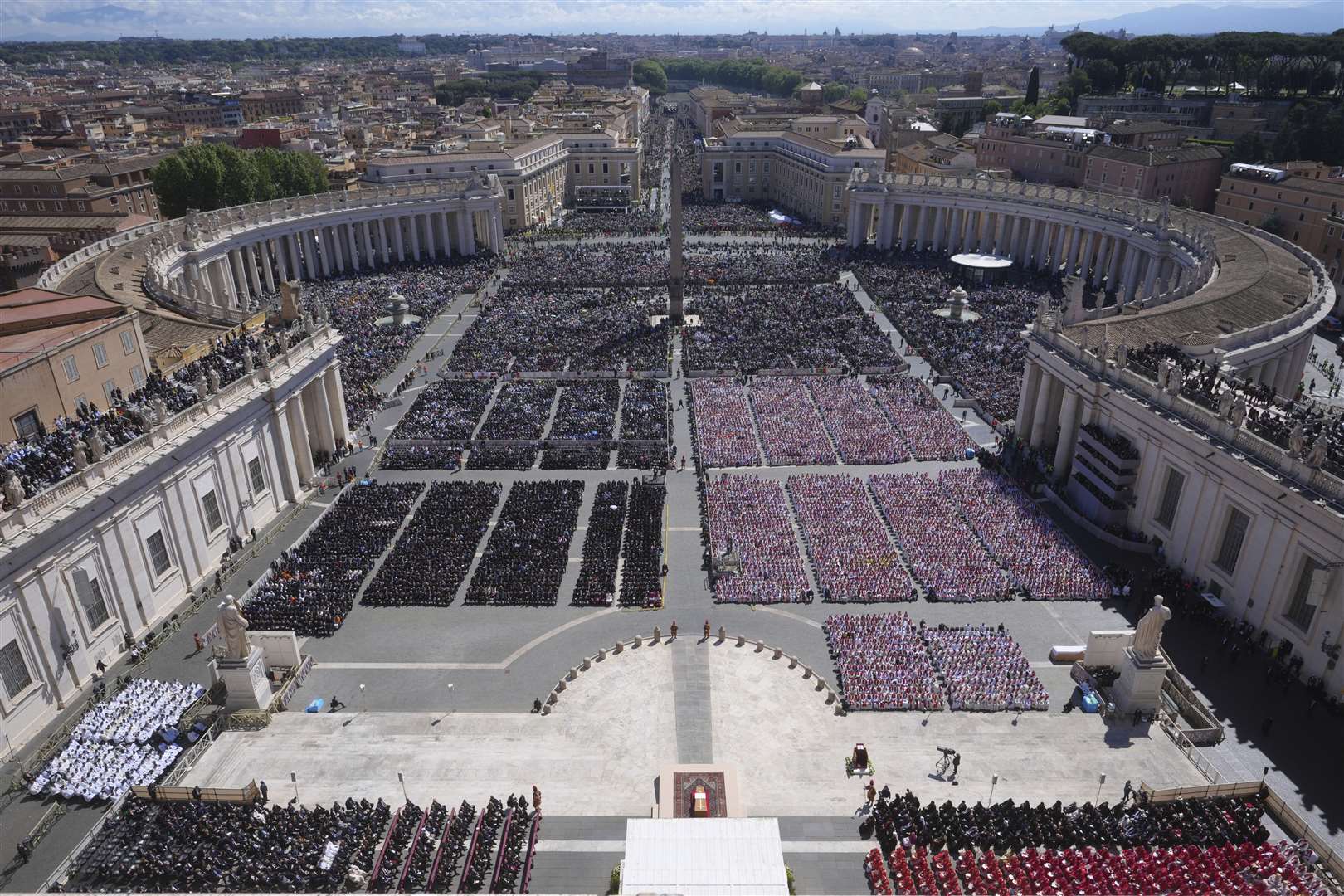 A view of St Peter’s Square during the funeral of Pope Francis (Alessandra Tarantino/AP
