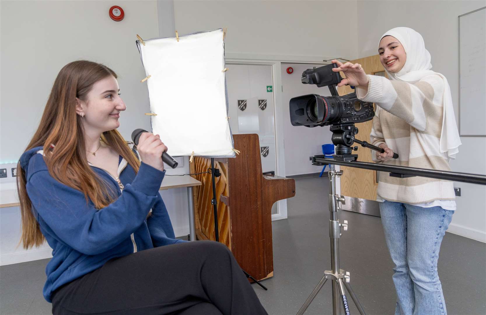 T-Level media students Jess Pearce and Nour Kourani