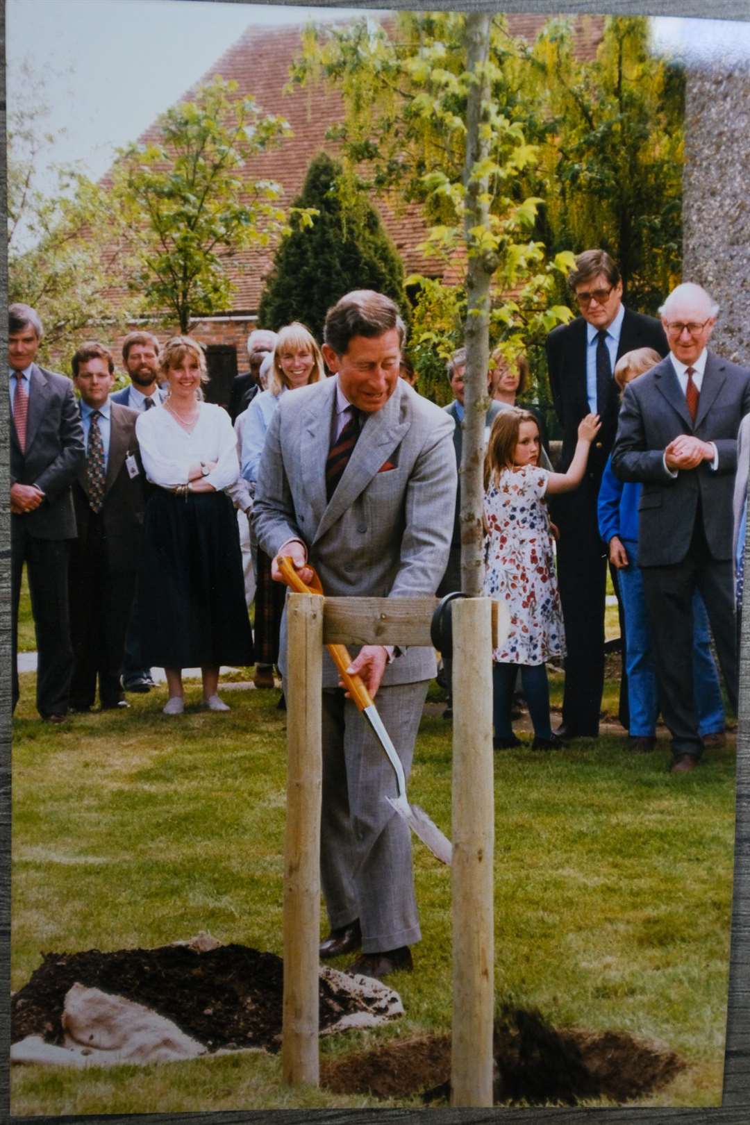 Planting a tree at the Organic Research Centre at Elm Farm, Hamstead Marshall in June 1999