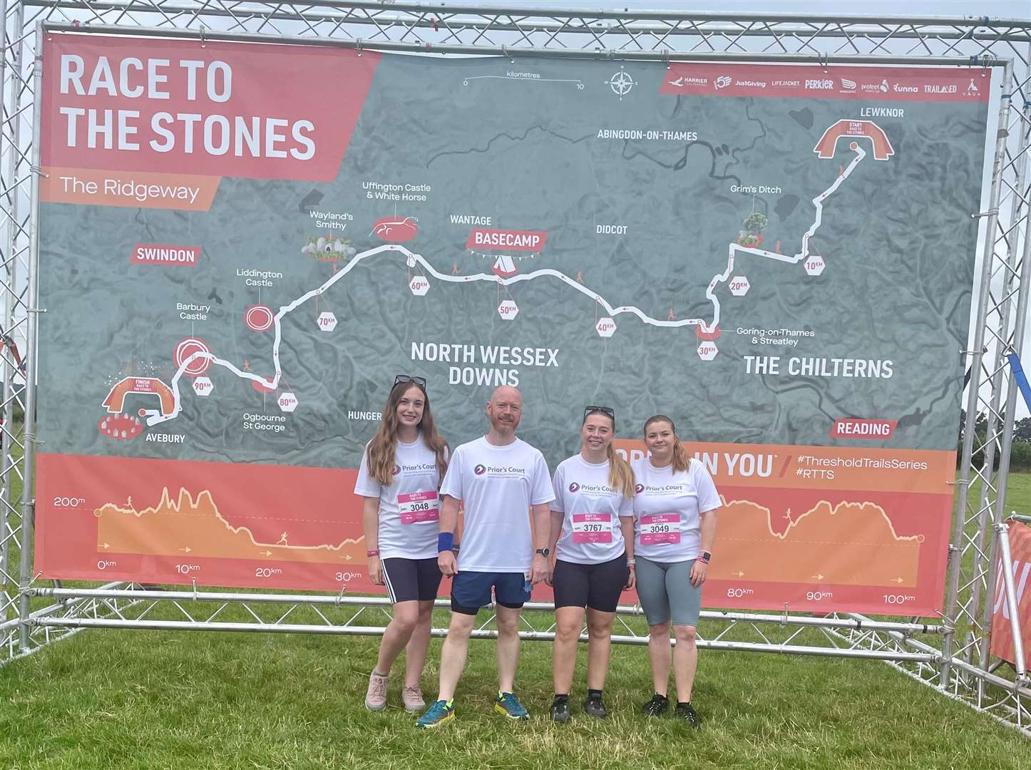 Hannah Marcham, Chris Sturm, Emily McEwan and Lauren Kingham at the start of their challenge