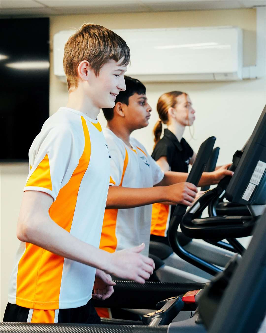 Theale Green pupils have a go on the treadmills