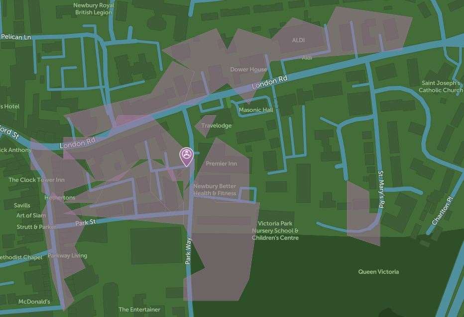 A map of the area affected by today's power cut
